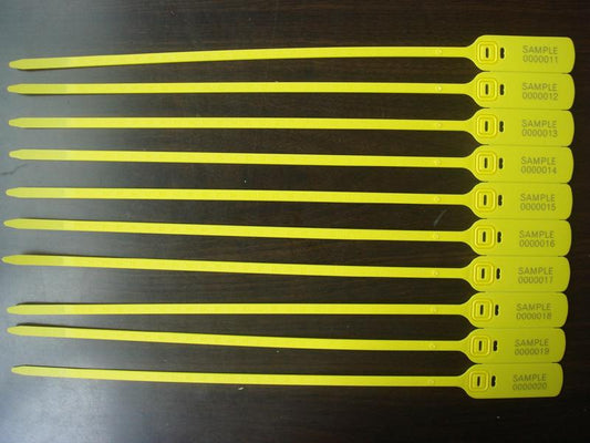 Plastic Thin Seal Pull Tight 12 Inch - Prices are in USD - 1,000 in a box - Yellow